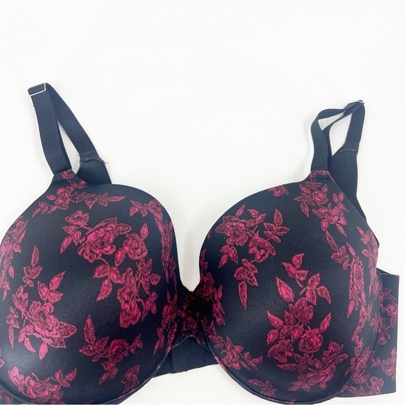 ✅ SOMA VANISHING BACK FULL COVERAGE BRA BLACK/RED FLORAL SIZE 36DDD - Picture 3 of 5